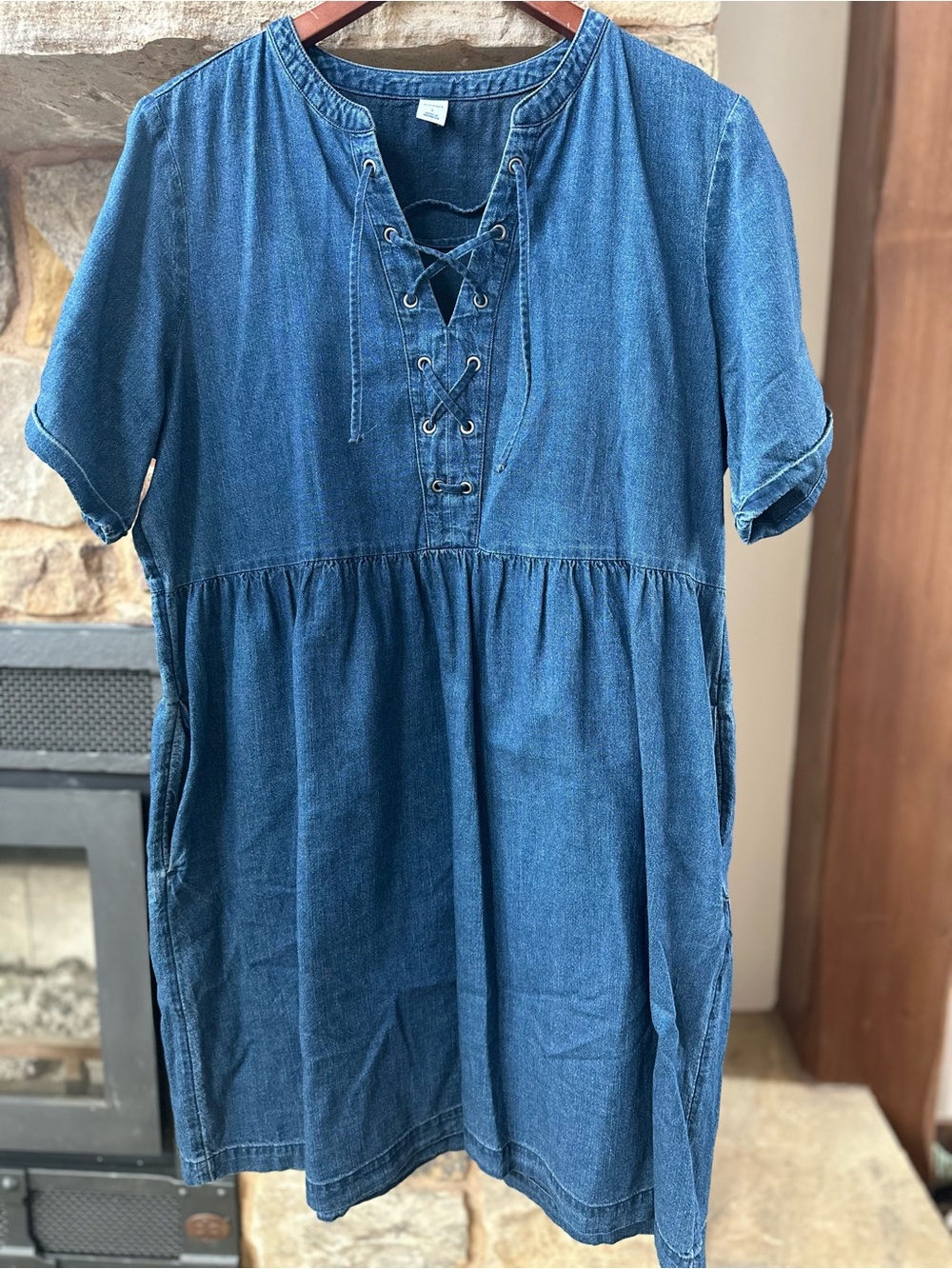 GAP Denim Lace-Up Mini Dress - Blue